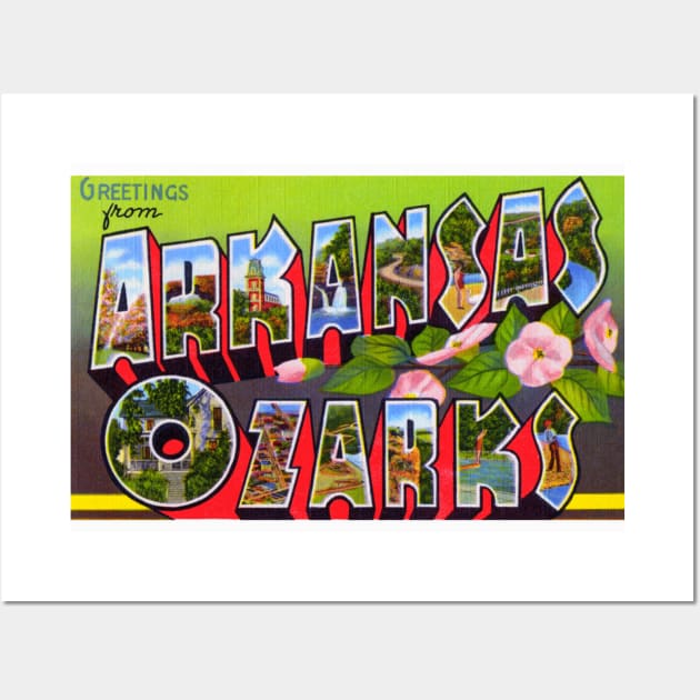 Greetings from  Arkansas Ozarks - Vintage Large Letter Postcard Wall Art by Naves